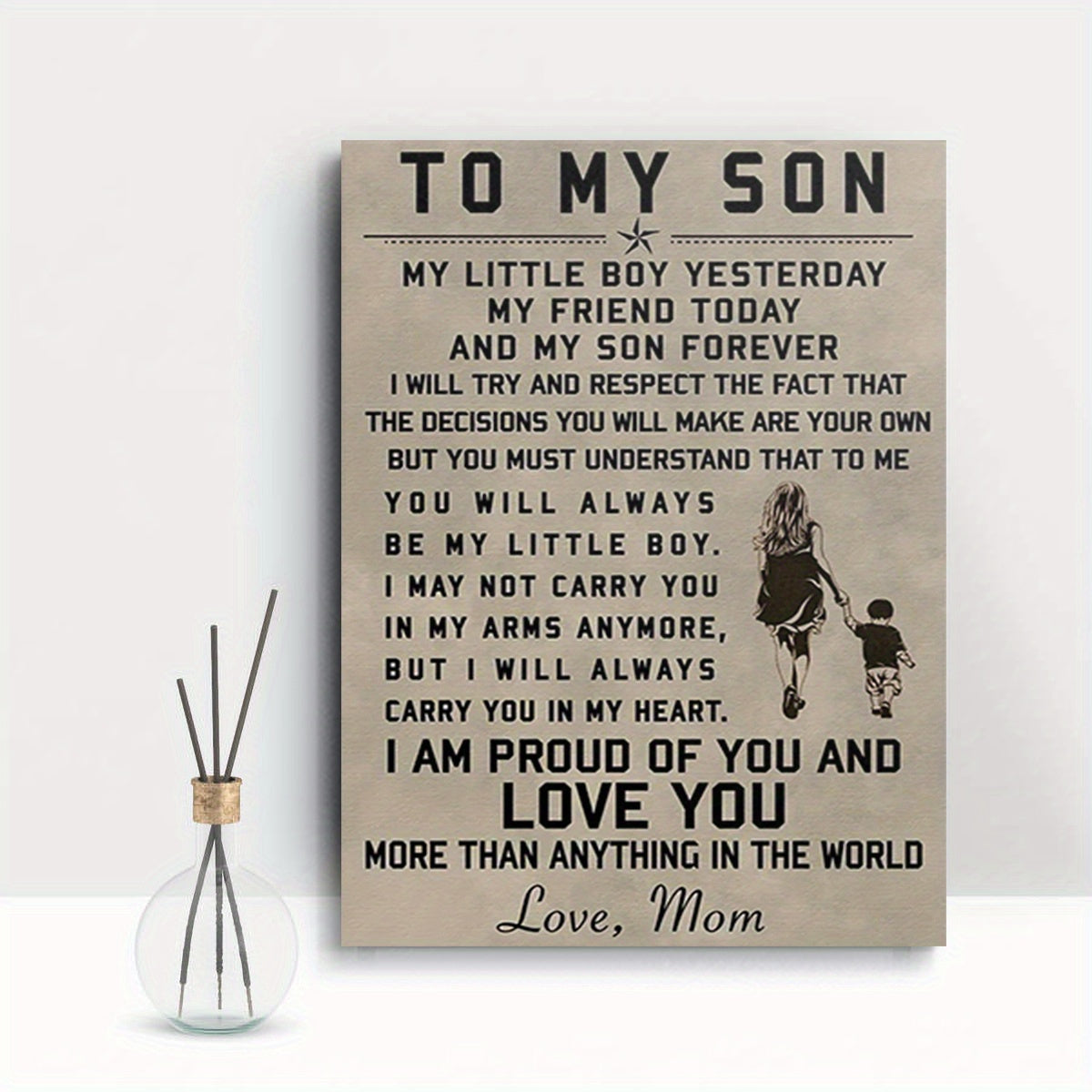 1pc Inspirational Heartfelt Message from Mom to Son Wall Art