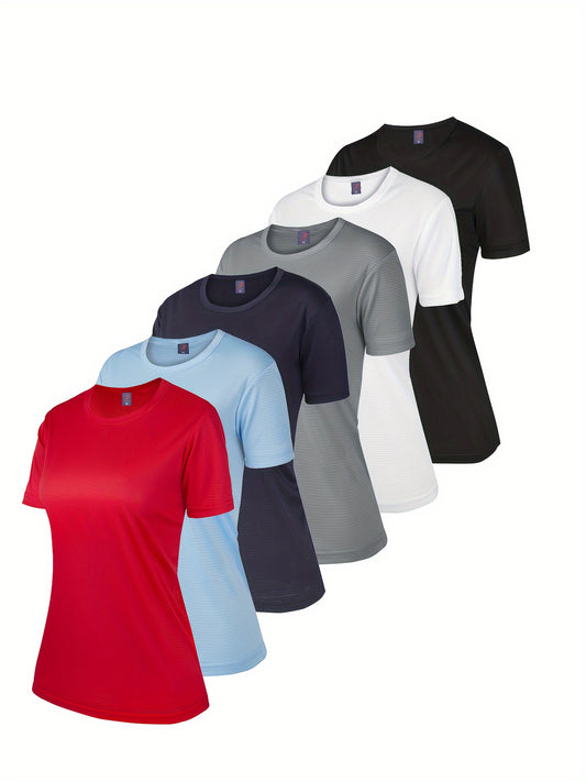 6pcs Set Of Multi-color Sports T-shirts Sweat-absorbent Fit