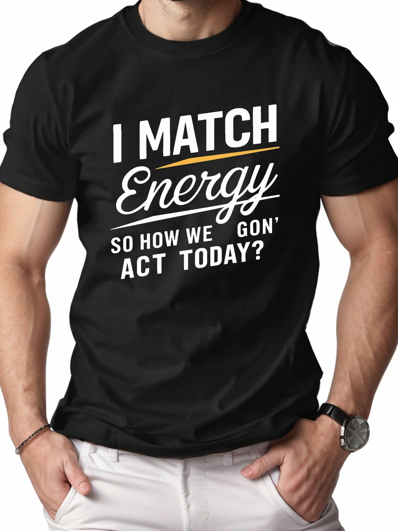 I MATCH Energy 1-pc pure cotton men's T-shirt comfort fit