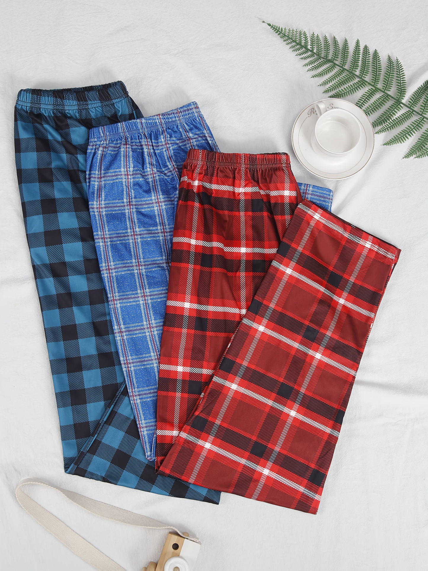 3pcs Mens Pajama Pants Loungewear Sleepwear Pijama
