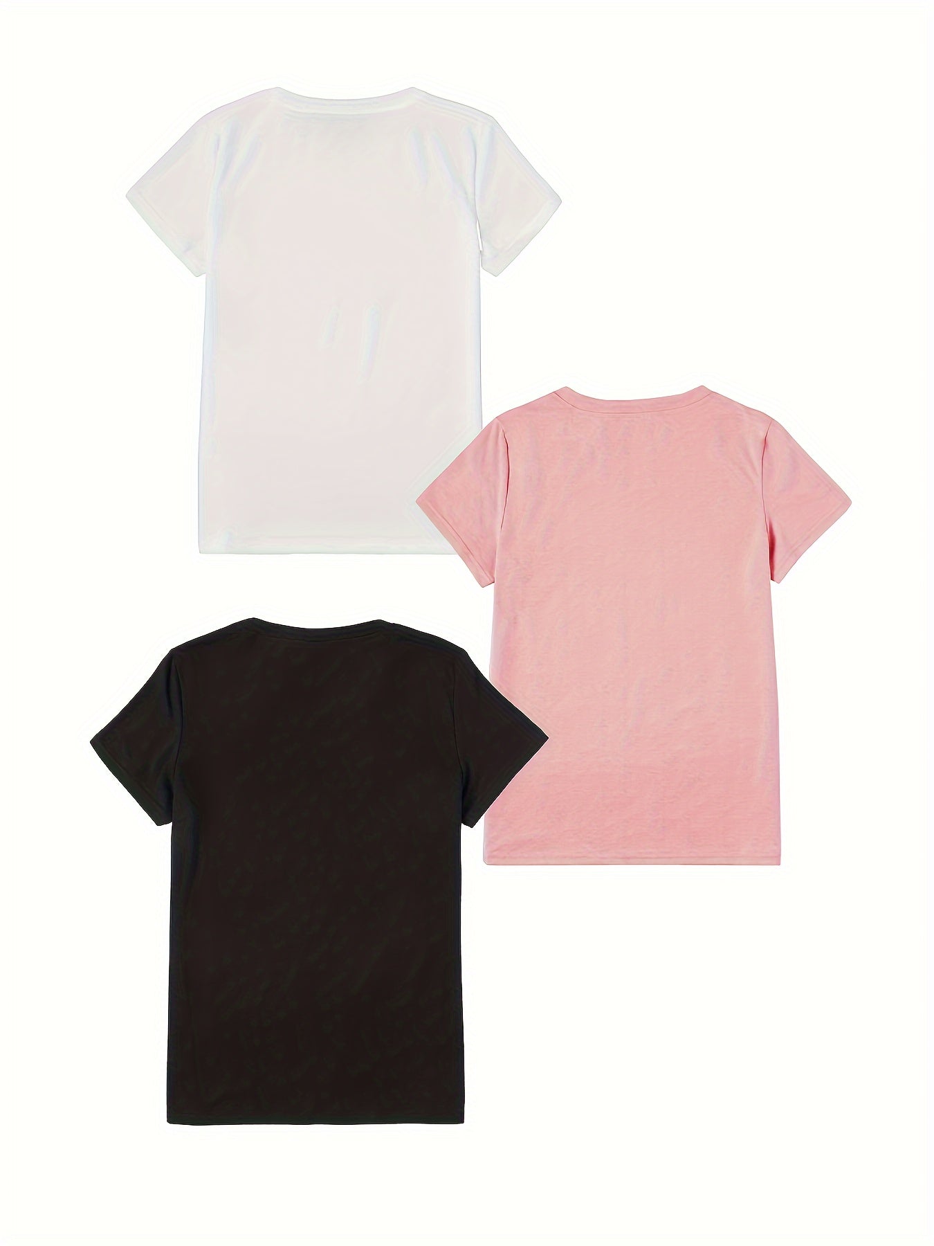 3 Packs Letter Print Crew Neck Tee for Women - Casual T-Shirts