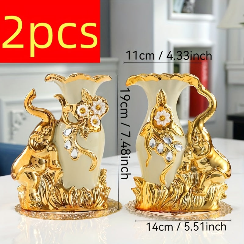 2pcs Vase Ceramic Living Room European Style Creative Flower Arrangement