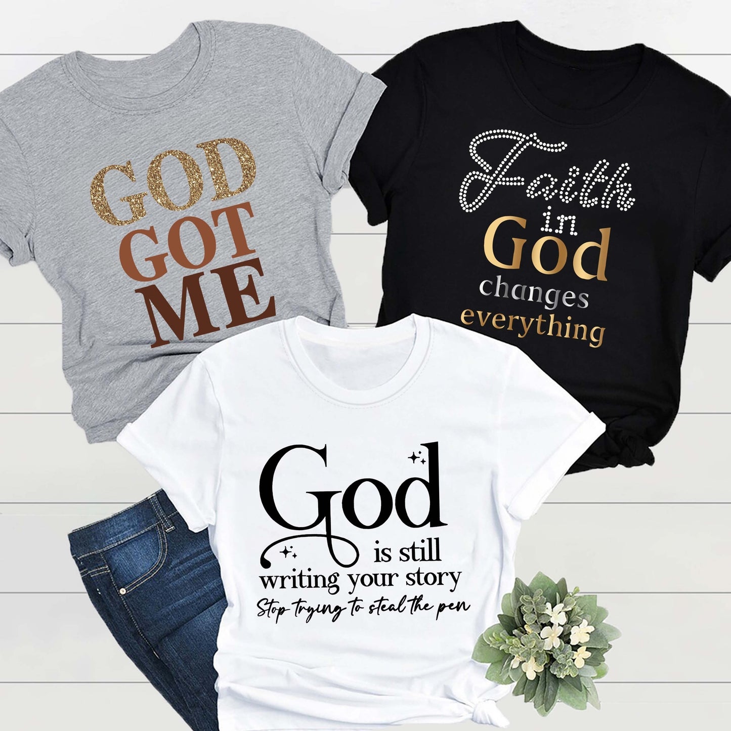 3 Packs Letter Print Crew Neck Tee for Women - Casual T-Shirts