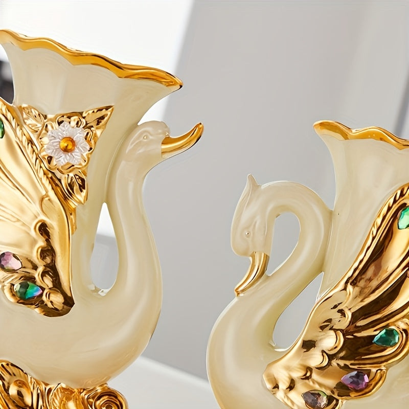 2pcs Ceramic Hand-decorated Vase Ornaments for Home Decor