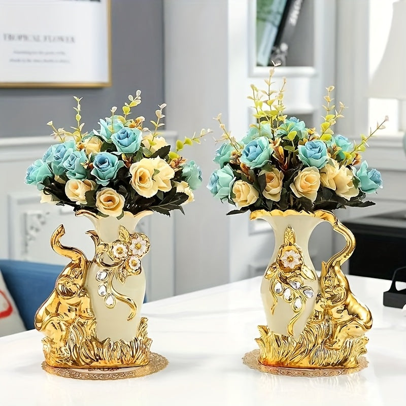 2pcs Vase Ceramic Living Room European Style Creative Flower Arrangement