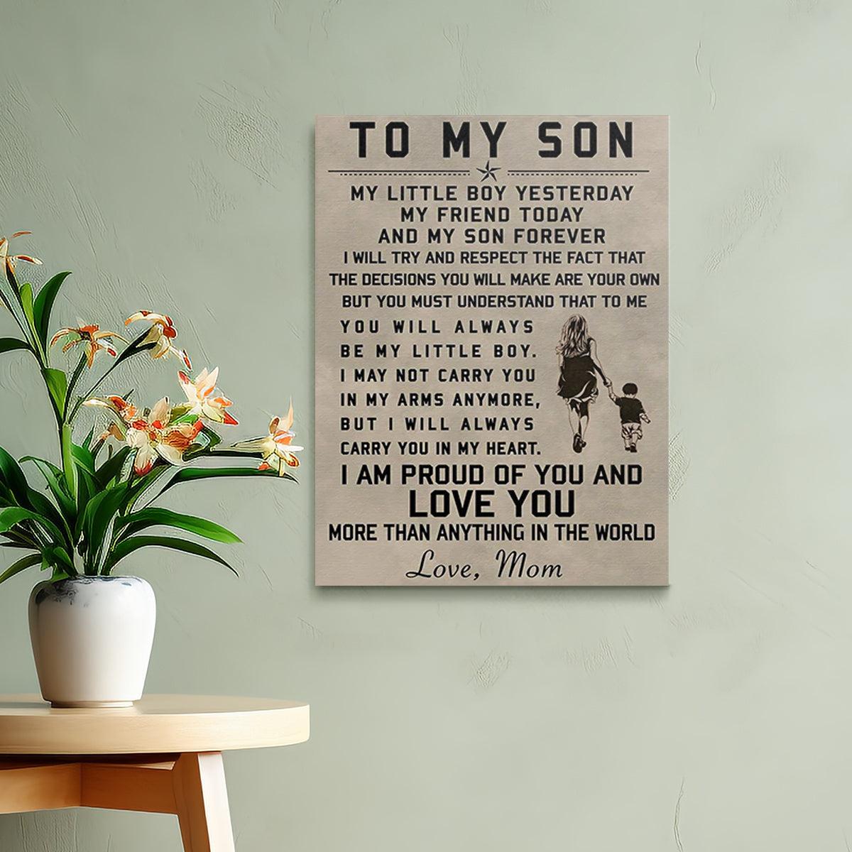 1pc Inspirational Heartfelt Message from Mom to Son Wall Art