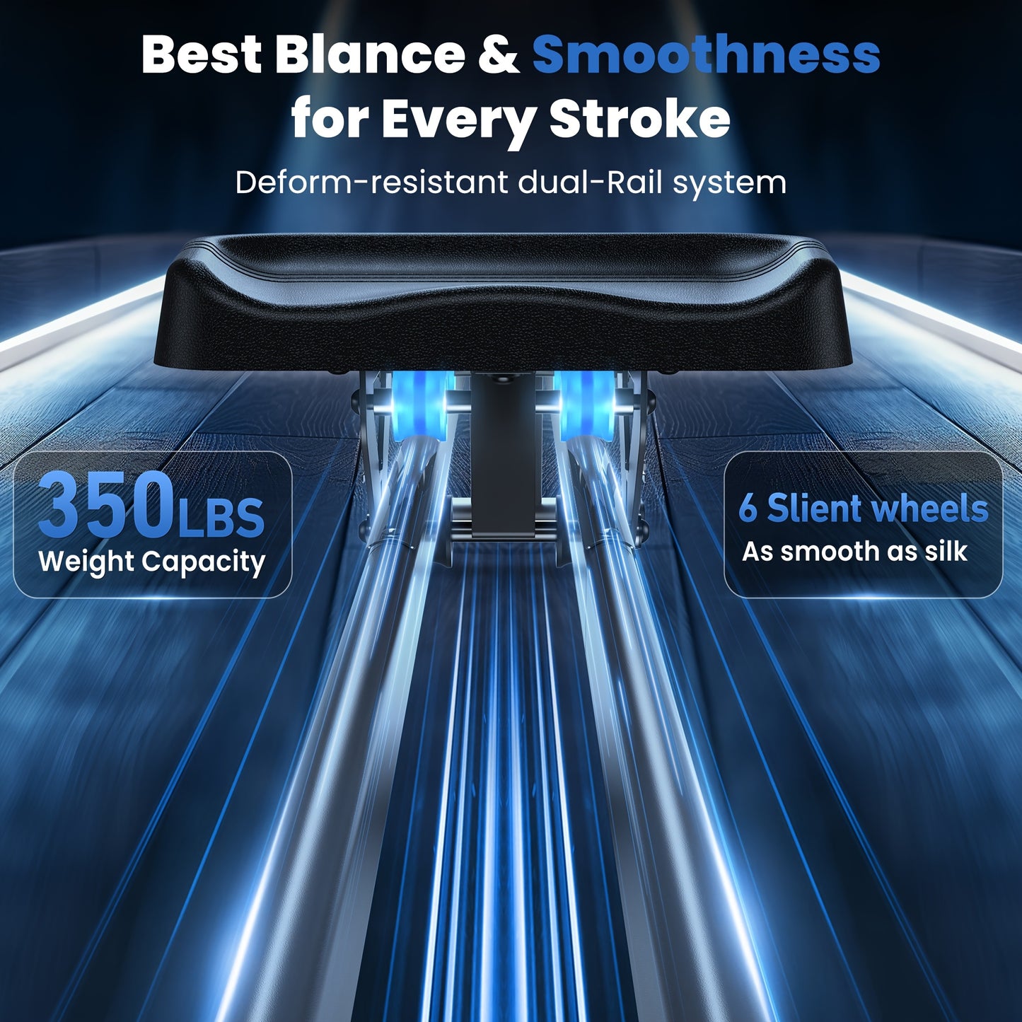 350LBS Silent Magnetic Rowing Machine With Heavy-Duty Frame