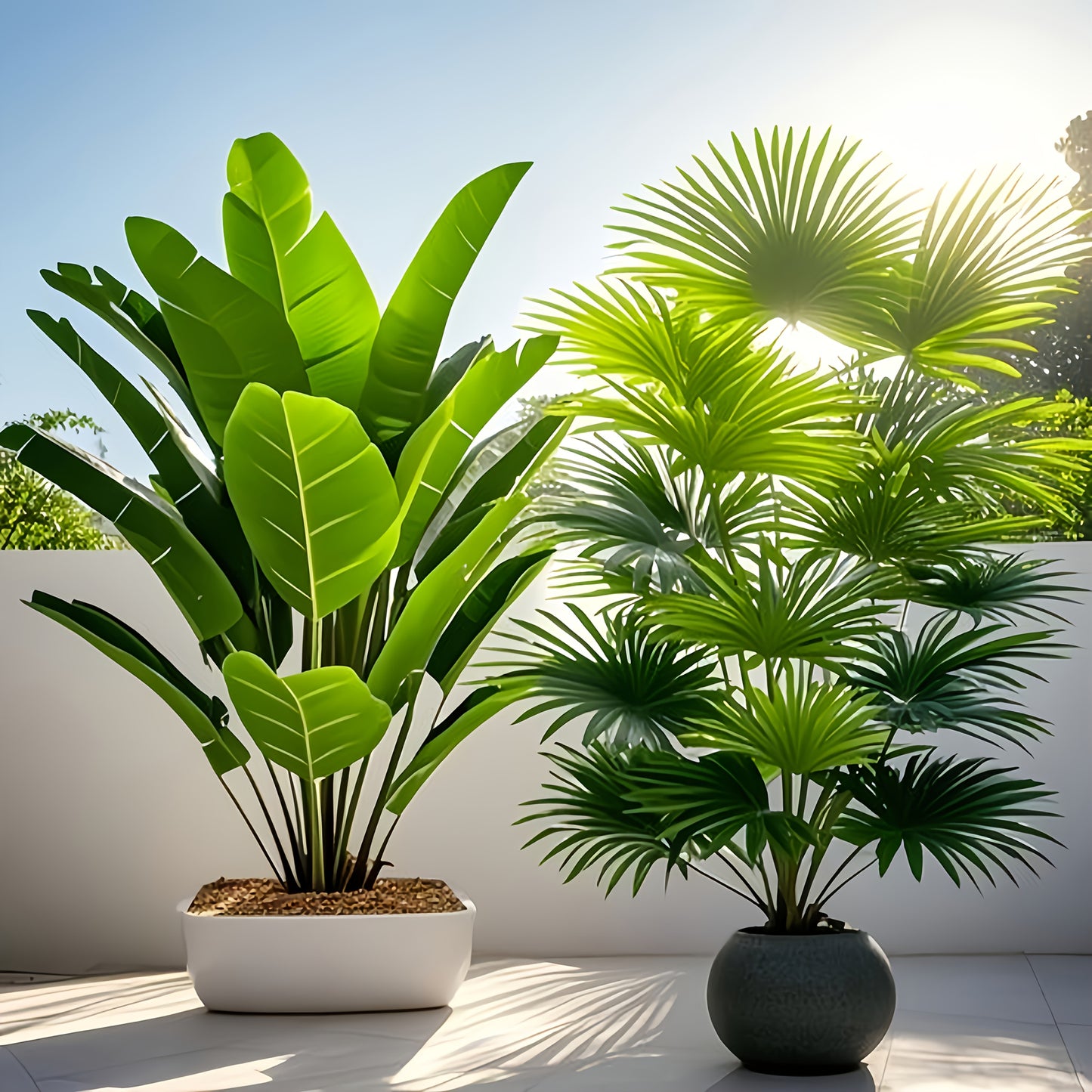2pcs Set of Large Artificial Palm Trees for Indoor/Outdoor Decoration