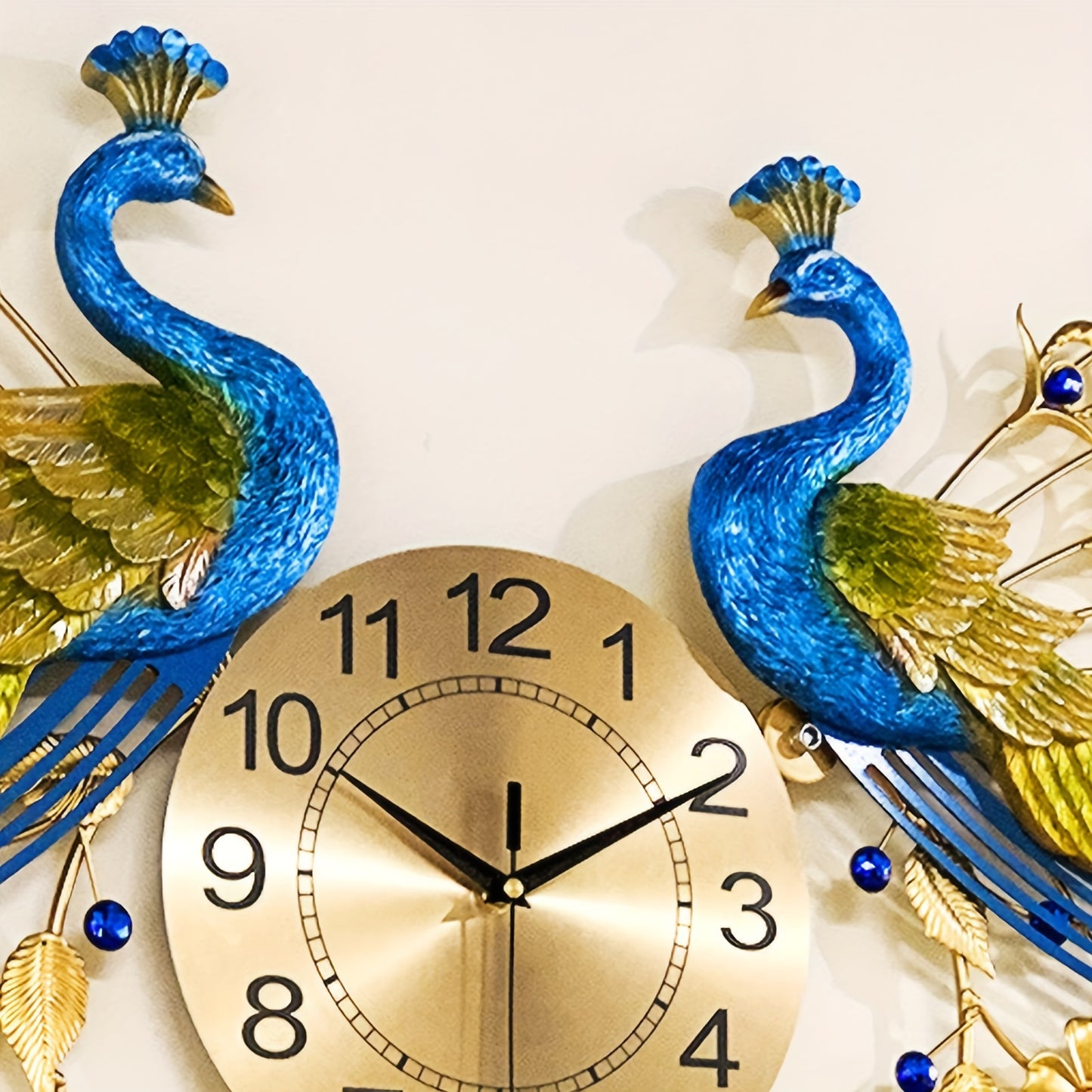 Luxury 66.14 Inch Large Peacock Wall Clock Metal Design Non Ticking Silent Art Digital Wall Clocks Big Clock for Living Room Decor