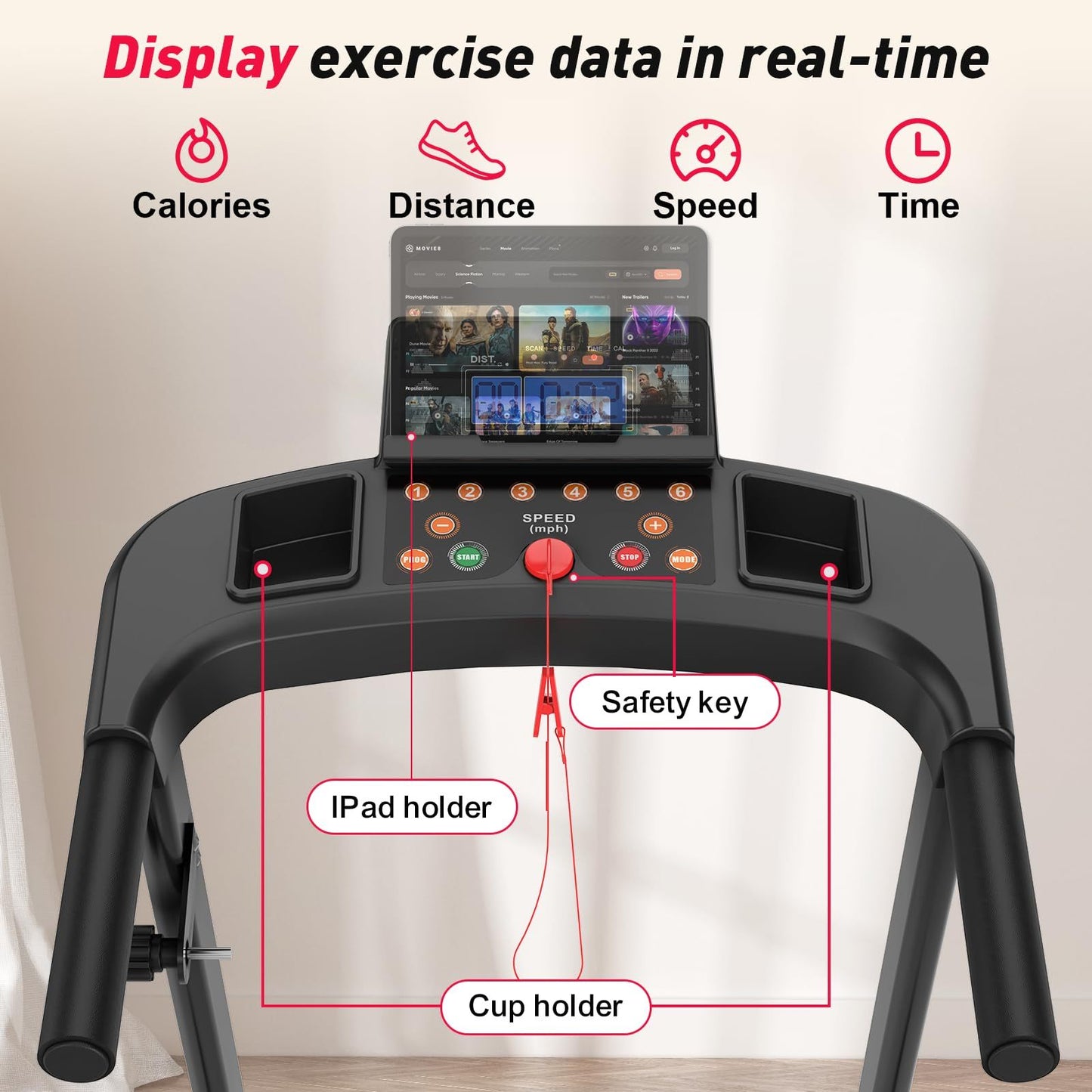 Foldable Portable Compact Walking Treadmill for Home 300LBS Capacity