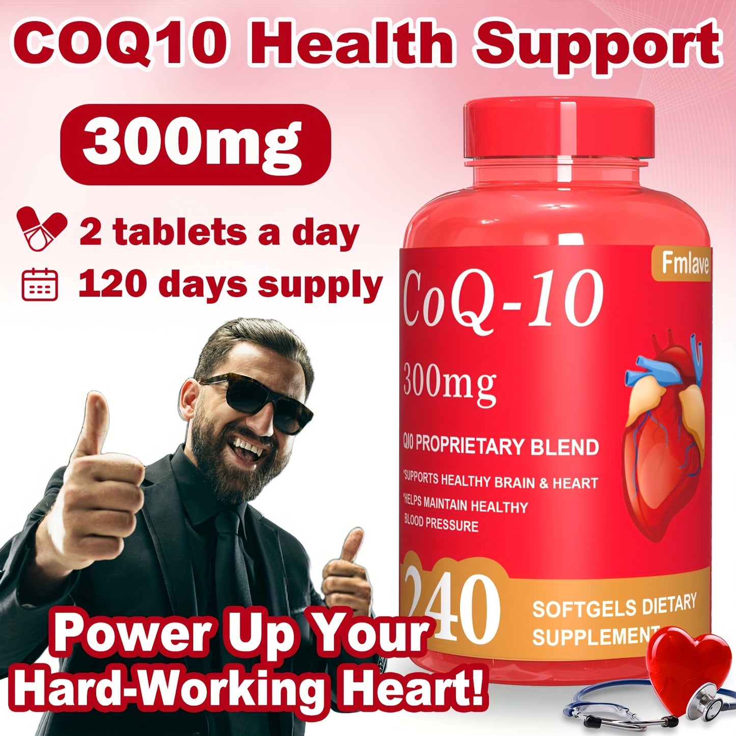 3Pcs-720 Softgels CoQ10 300mg Antioxidant Supplement