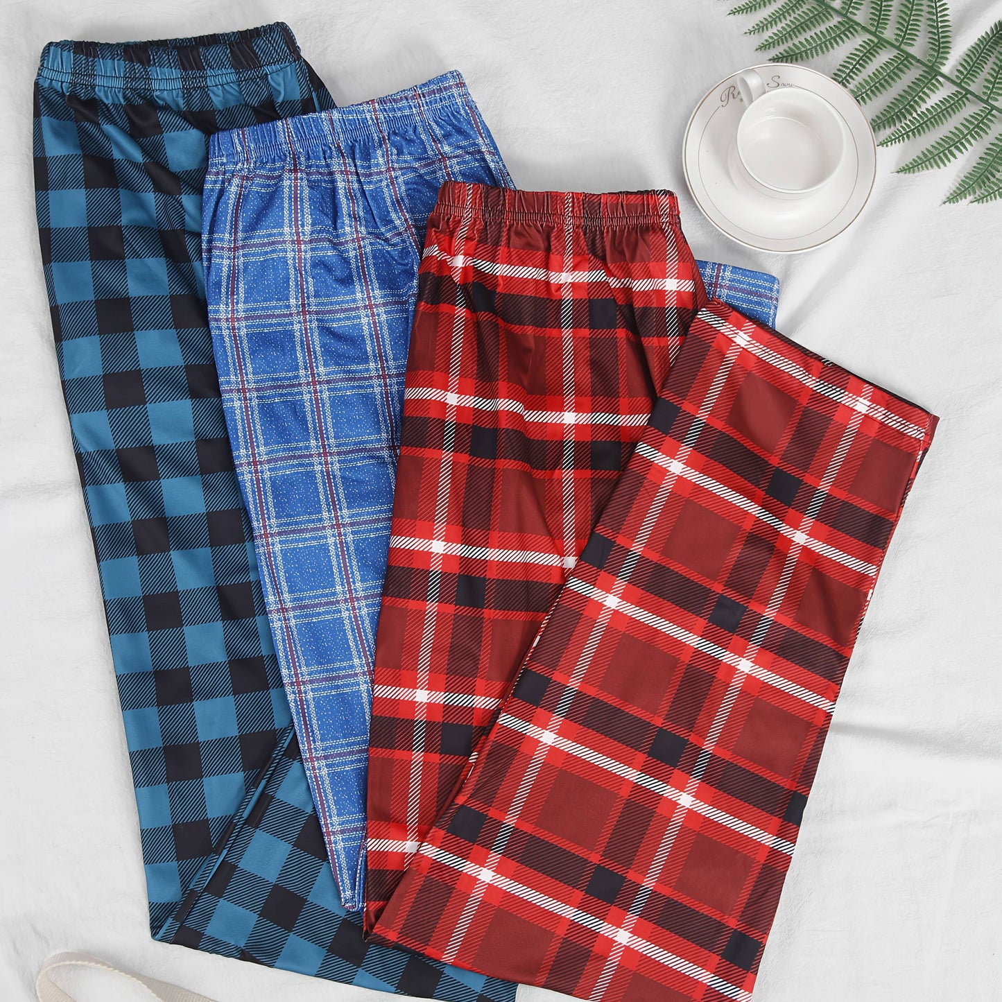 3pcs Mens Pajama Pants Loungewear Sleepwear Pijama