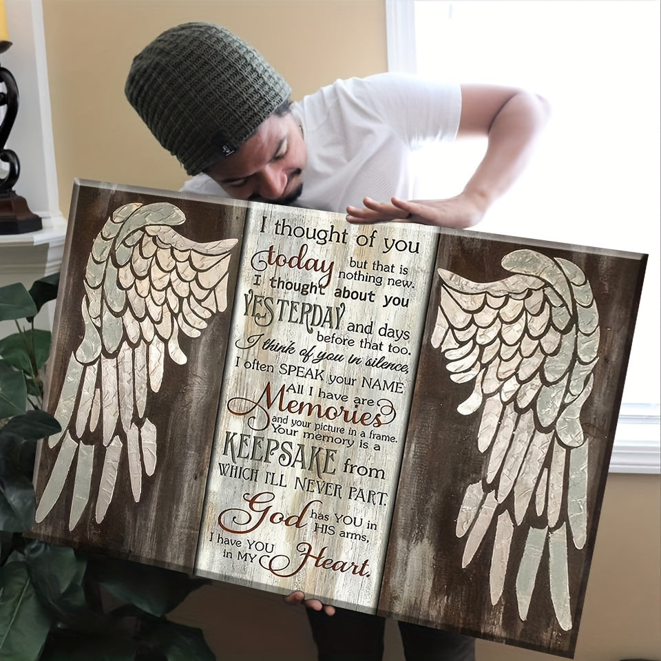 1pc Angel Wings Canvas Art Wooden Inner Frame Bedroom Frame