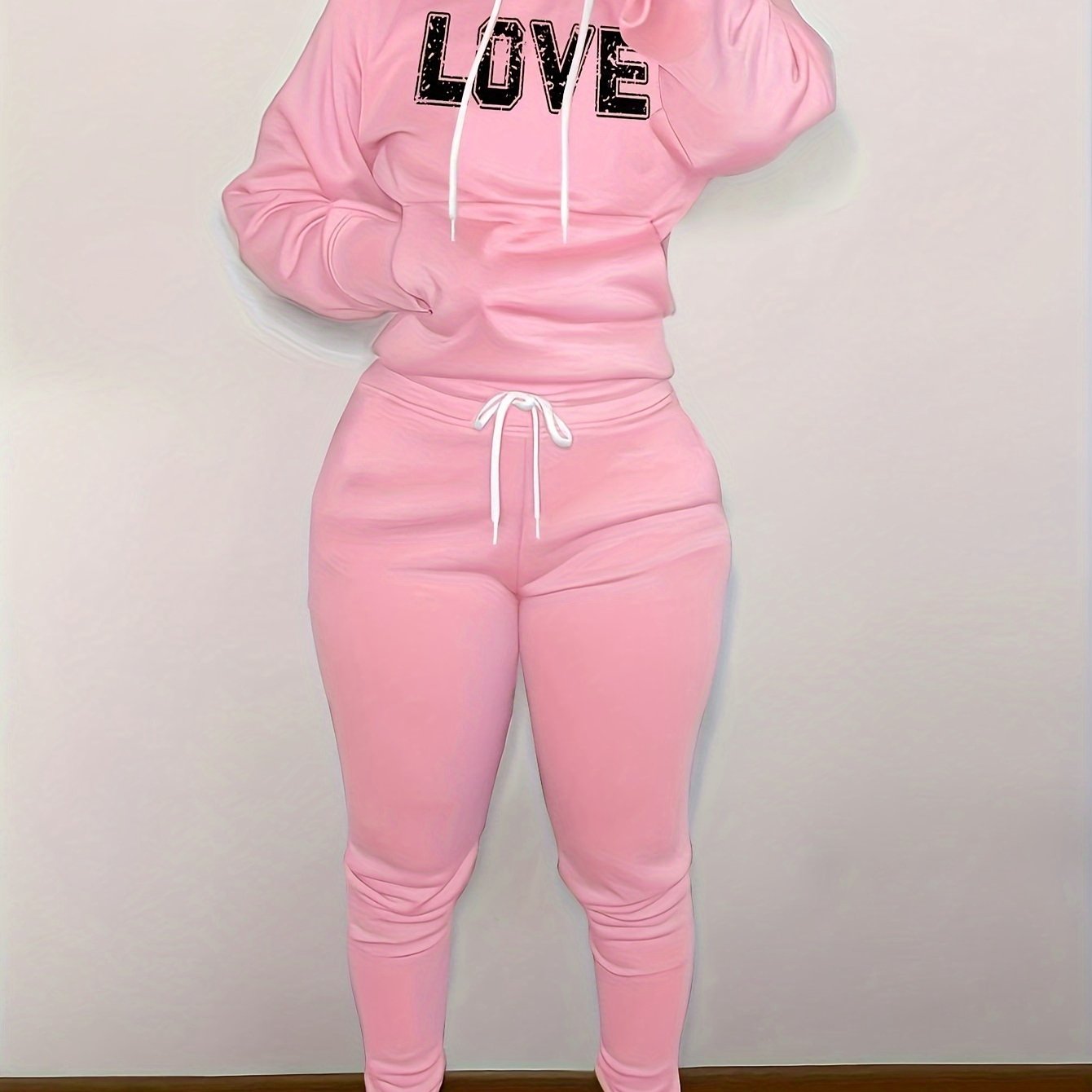 Women'S Casual Fall/Winter Hooded Sweatshirt and Joggers Set
