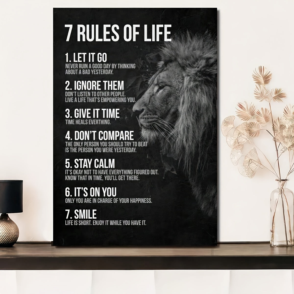 1pc Inspirational 7 Rules of Life Canvas Wall Art Decor