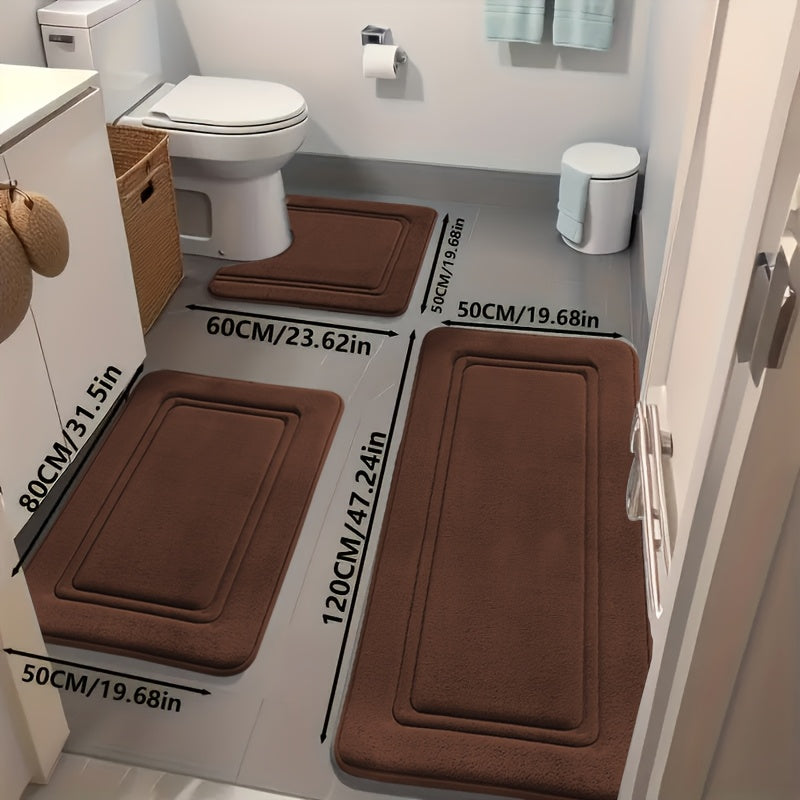 3pcs Area Rugs Including Super Absorbent Bath Mat Set