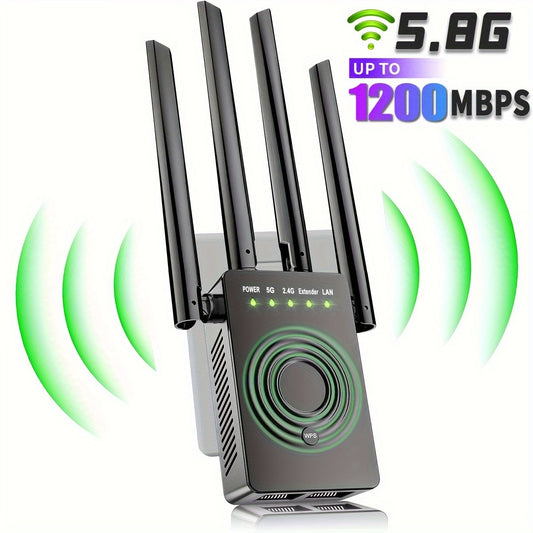 1200Mbps Ultra-Fast WiFi Extender Dual Band Signal Booster