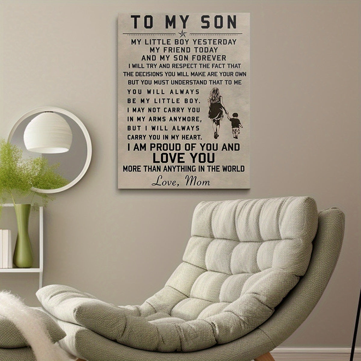 1pc Inspirational Heartfelt Message from Mom to Son Wall Art