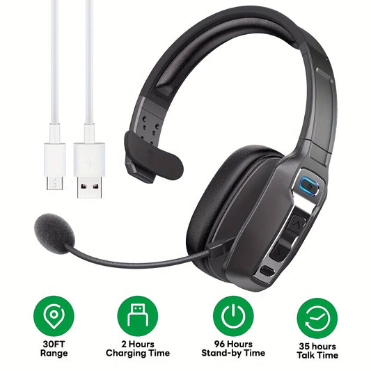 New Wireless Headset with Microphone AI Noise Canceling Trucker Headset 164ft Range 65 Hours Battery Life Work from Home Truck Driver Computer