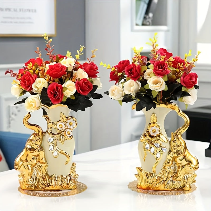 2pcs Vase Ceramic Living Room European Style Creative Flower Arrangement