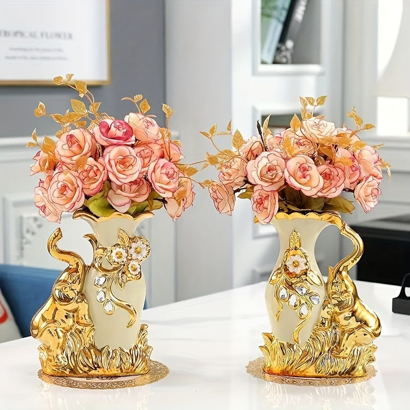 2pcs Vase Ceramic Living Room European Style Creative Flower Arrangement