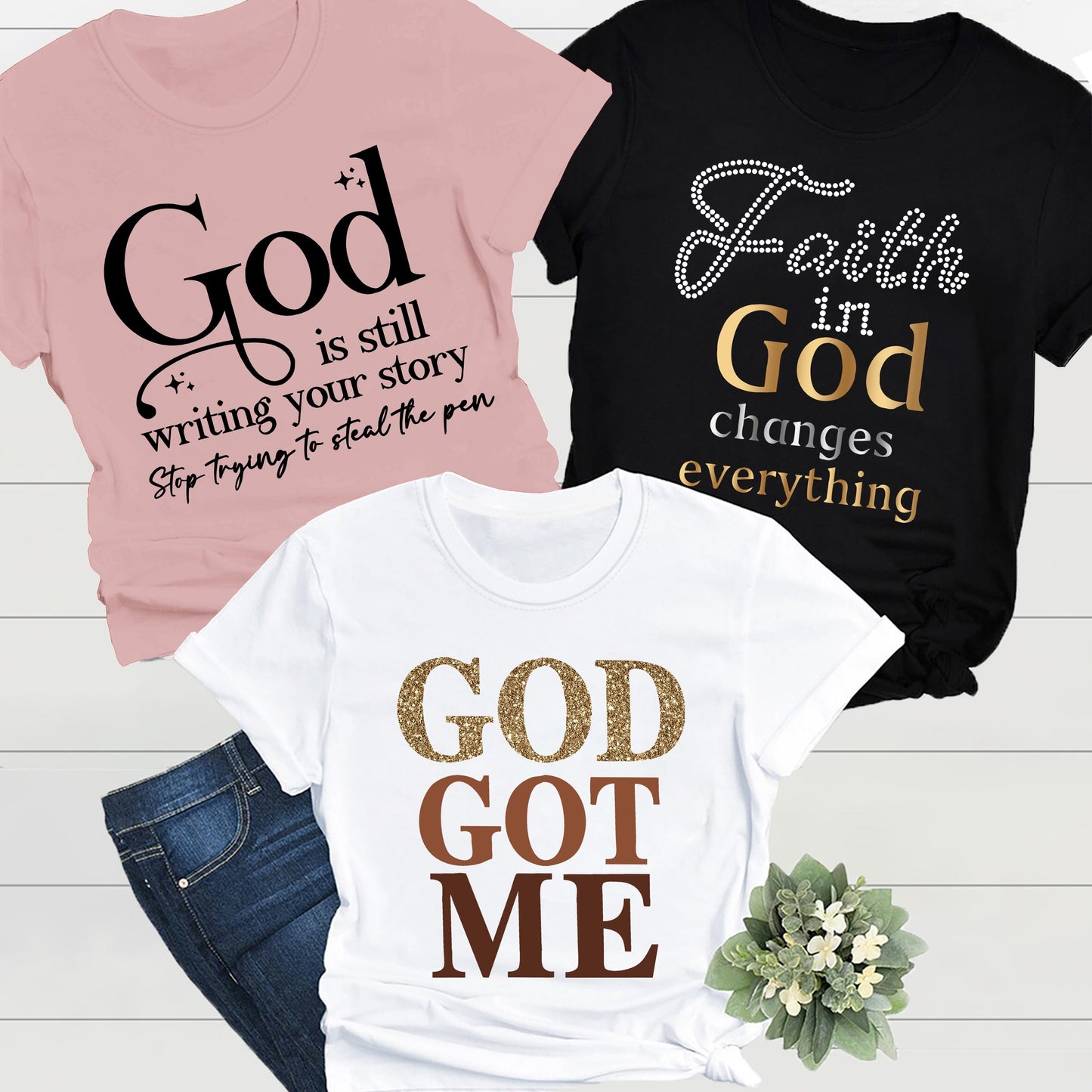 3 Packs Letter Print Crew Neck Tee for Women - Casual T-Shirts