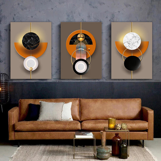 3 Piece Suit Frame Abstract Geometric Canvas Art Elegant Nordic Luxury Wall Decoration Bright Colors Suitable for Living Room Bedroom or Corridor Ideal Gift