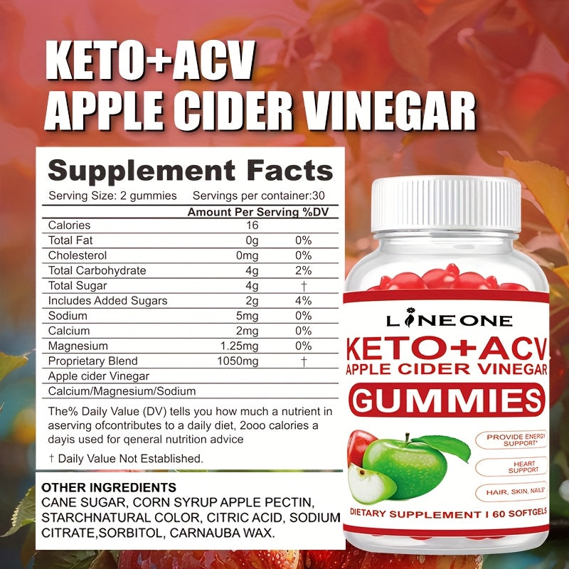 Keto ACV Gummies New Upgrade Apple Cider Vinegar 60 Gummies