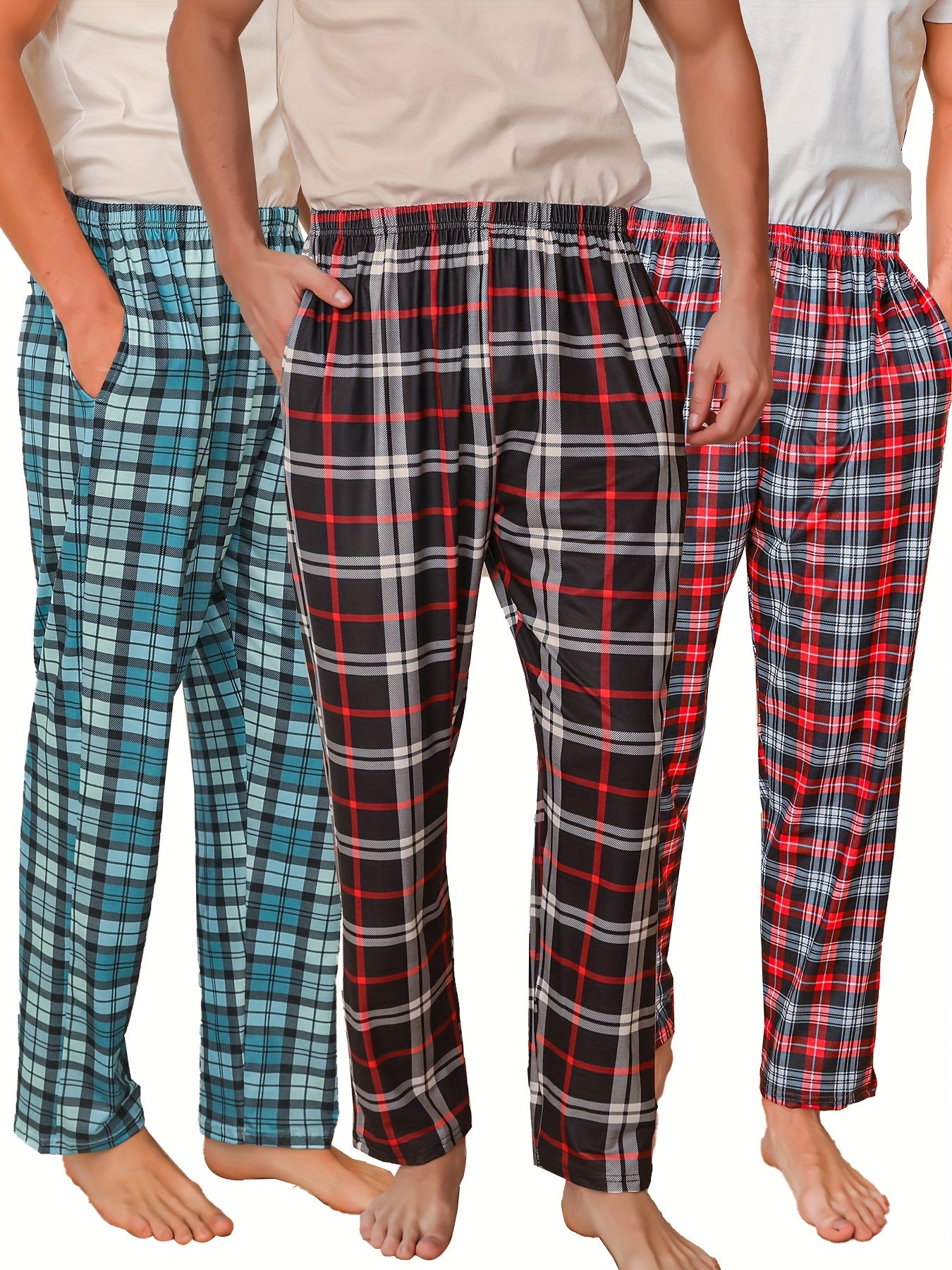 3pcs Mens Pajama Pants Loungewear Sleepwear Pijama
