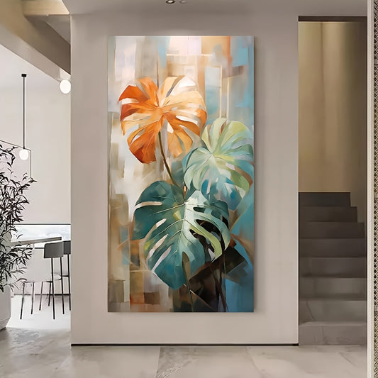 Home Relaxation 1pc Modern Abstract Watercolor Monstera Leaf Canvas Art Print