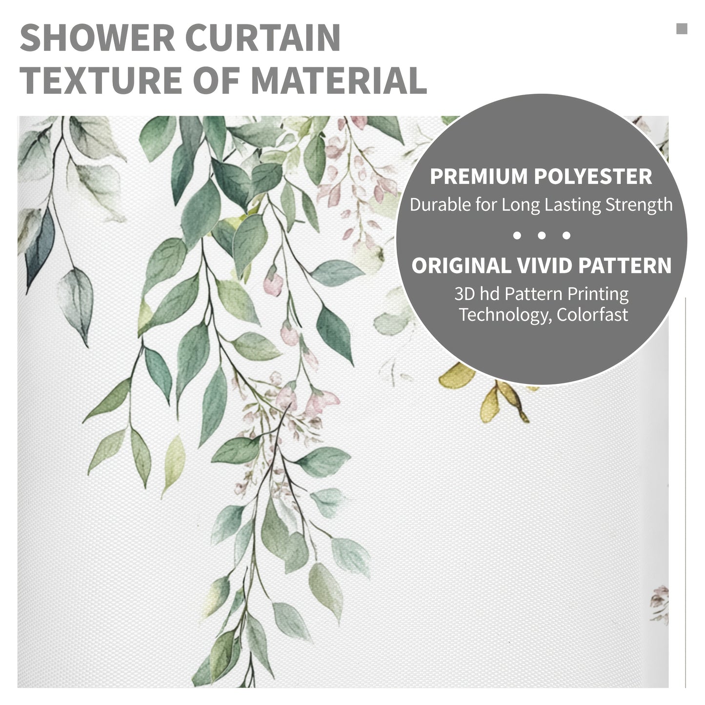 4pcs Sage Green Eucalyptus Shower Curtain Set for Home Decor