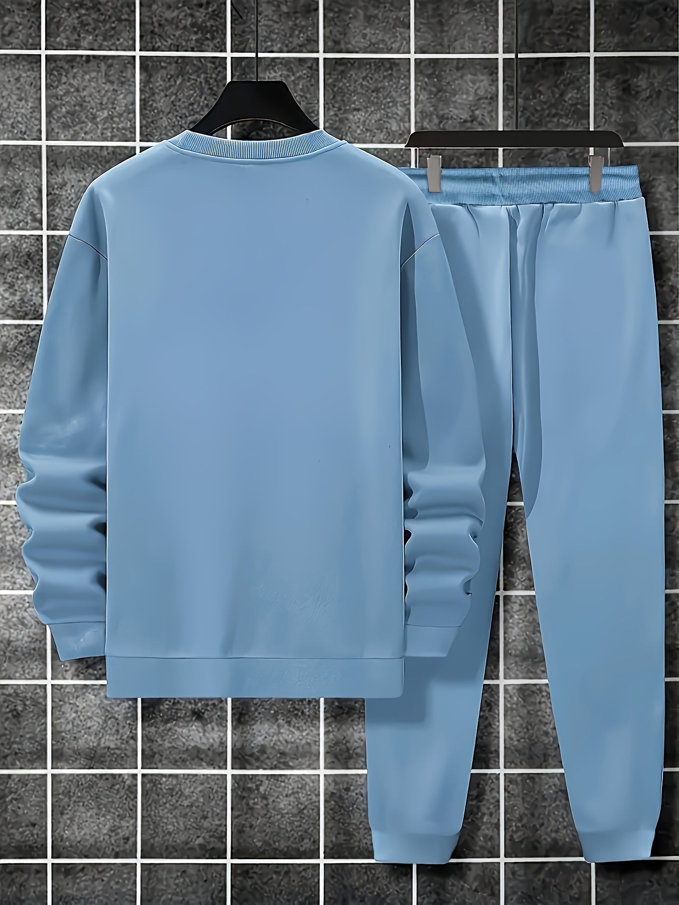 Comfy Polyester Sweatshirt Set 2pcs Men's Casual Set