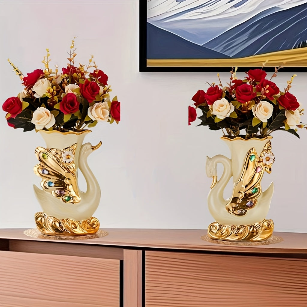 2pcs Ceramic Hand-decorated Vase Ornaments for Home Decor