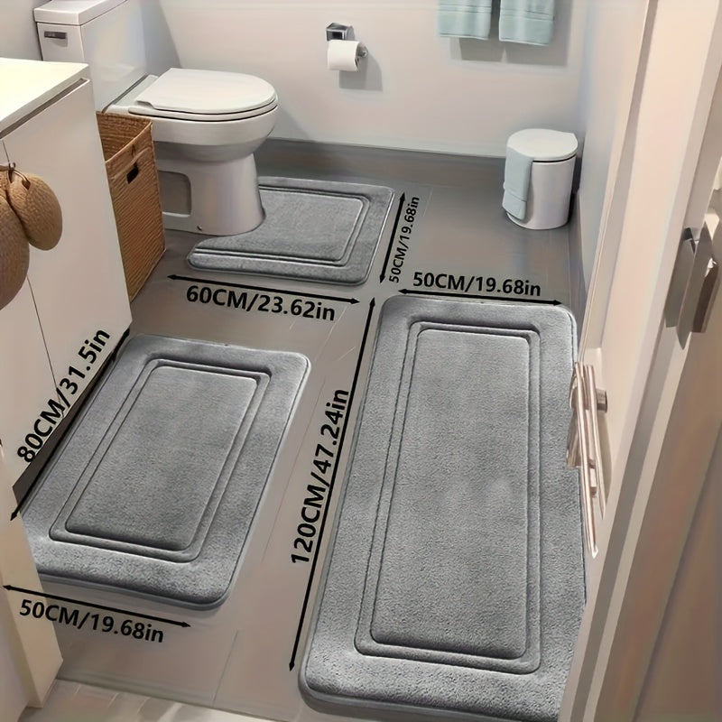 3pcs Area Rugs Including Super Absorbent Bath Mat Set