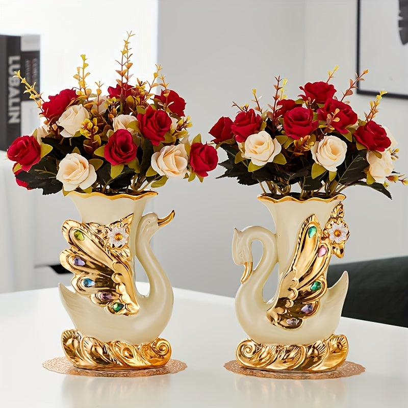 2pcs Vase Ceramic Living Room European Style Creative Flower Arrangement