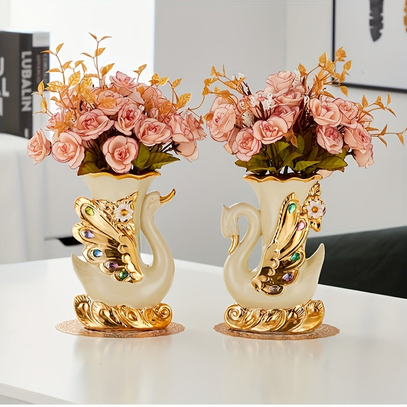 2pcs Ceramic Hand-decorated Vase Ornaments for Home Decor