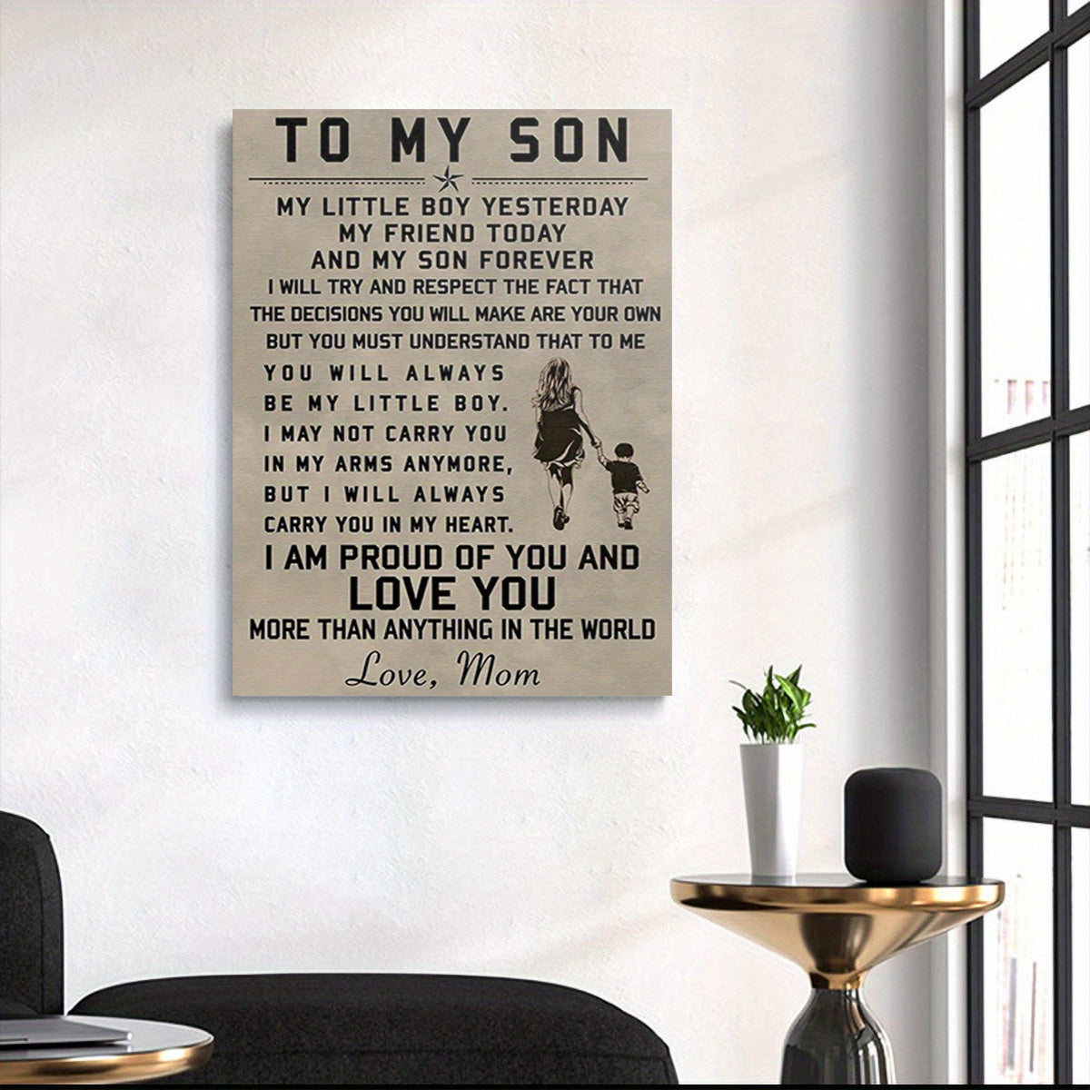 1pc Inspirational Heartfelt Message from Mom to Son Wall Art