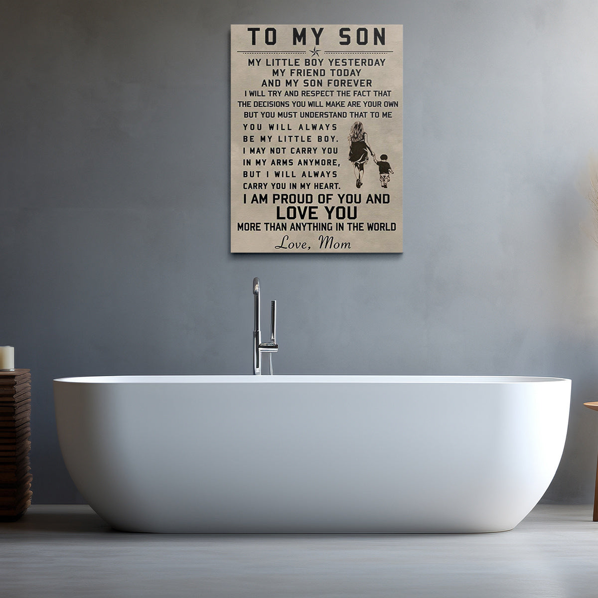 1pc Inspirational Heartfelt Message from Mom to Son Wall Art