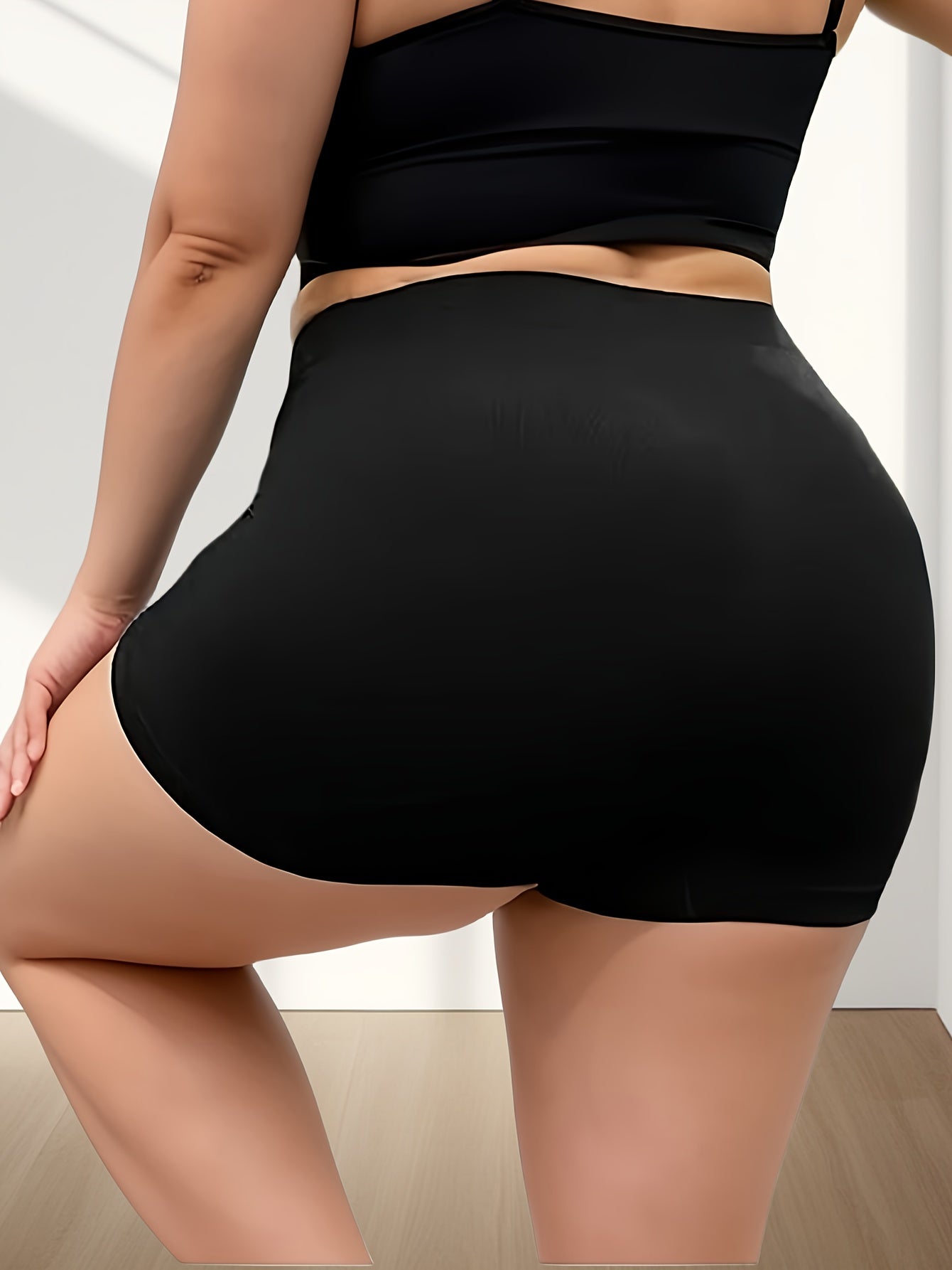 5pcs Women's Plus Simple Panties High Waisted Comfort Boyshorts