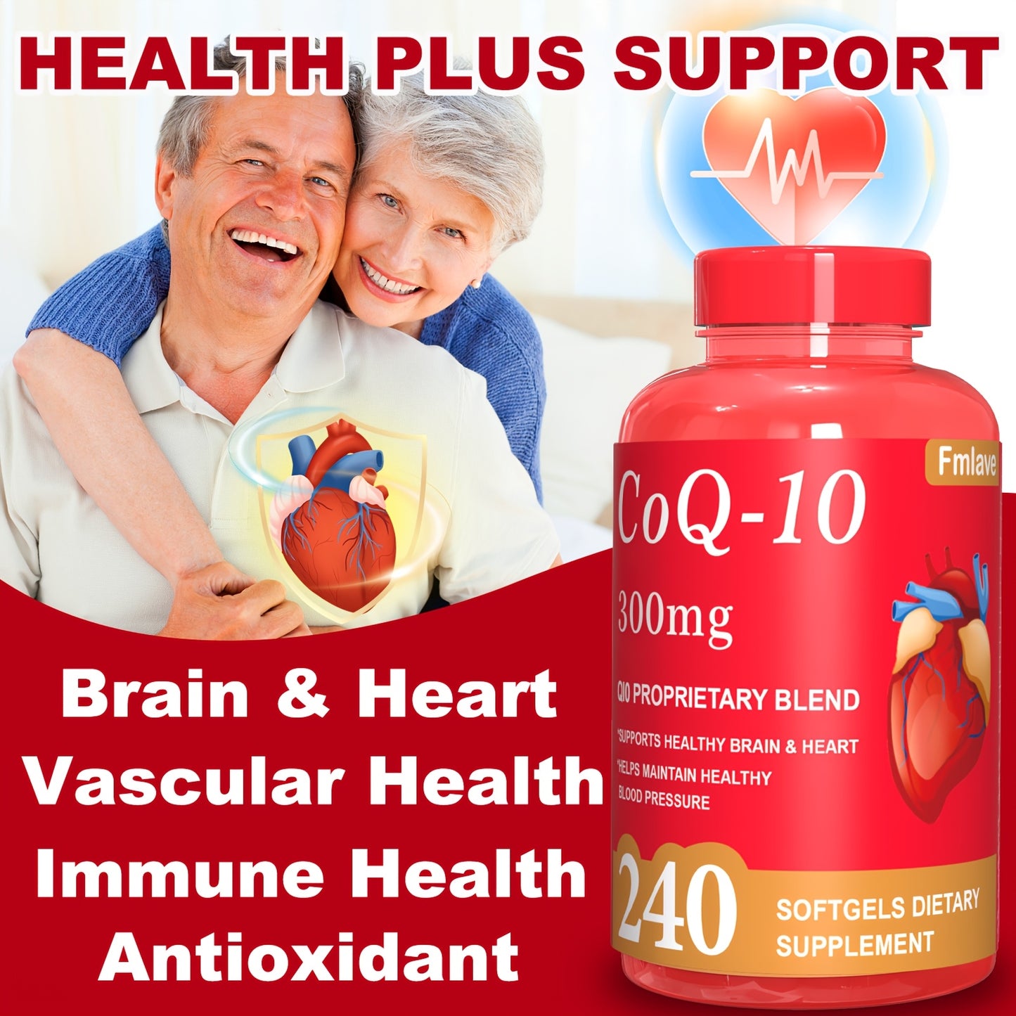 3Pcs-720 Softgels CoQ10 300mg Antioxidant Supplement