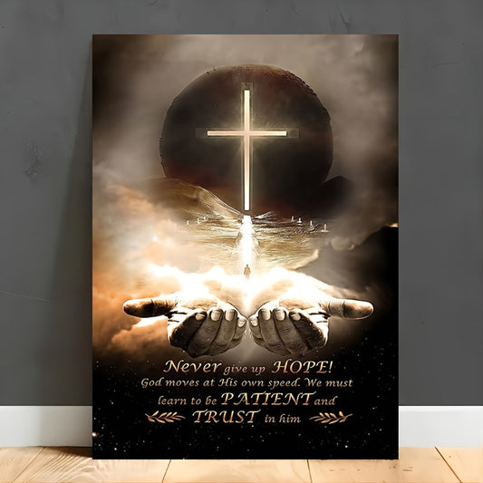 Wooden Framed Christian Canvas Painting Hand of God Quotes Print 11.8 Inch x 15.7 Inch Inspirational Quotes Canvas Wall Art Decoration Ready to Hang for Home Office Bathroom Living Room Decor Gift for Her or Him