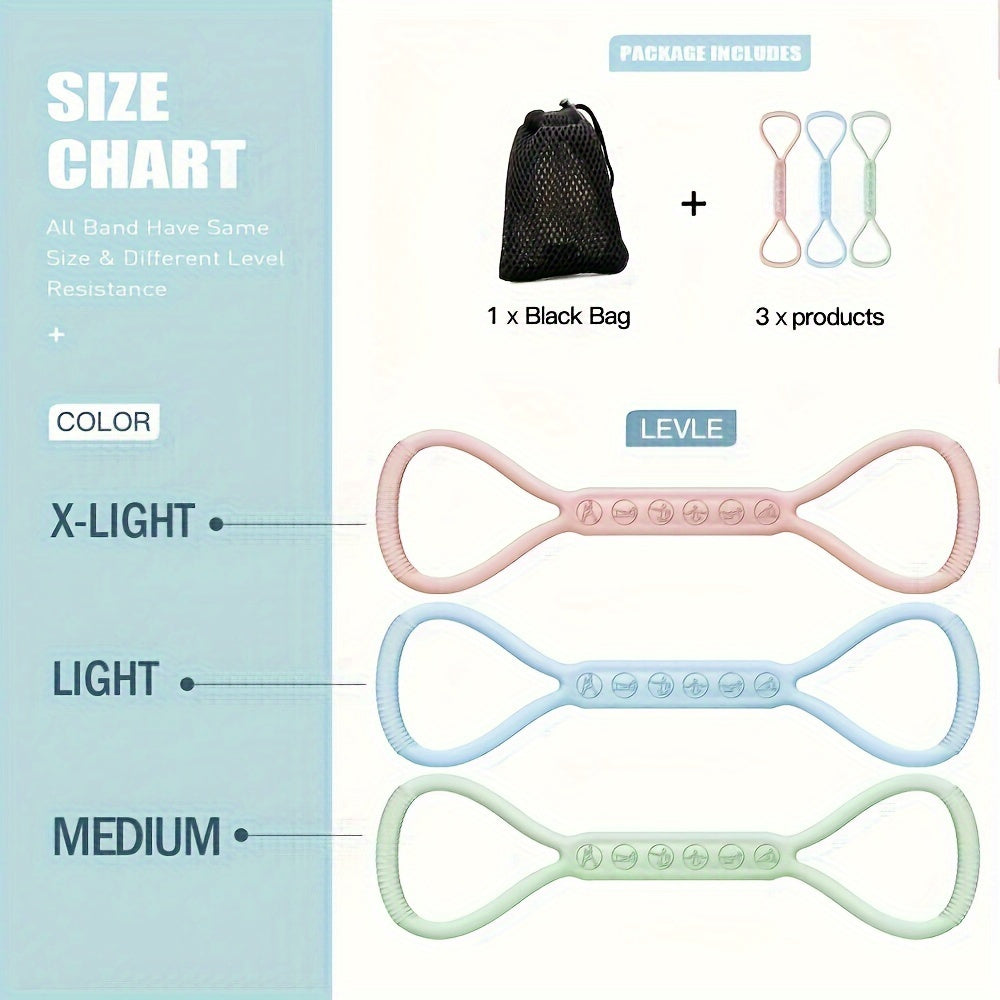 3pcs Silicone Resistance Band Set for Full Body Workout