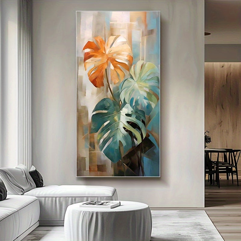 Home Relaxation 1pc Modern Abstract Watercolor Monstera Leaf Canvas Art Print
