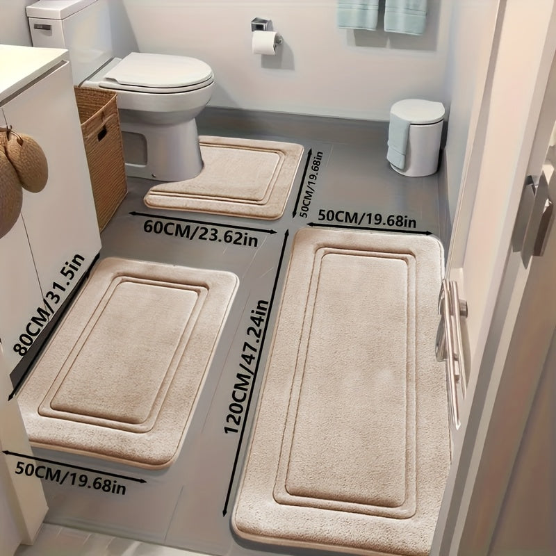 3pcs Area Rugs Including Super Absorbent Bath Mat Set