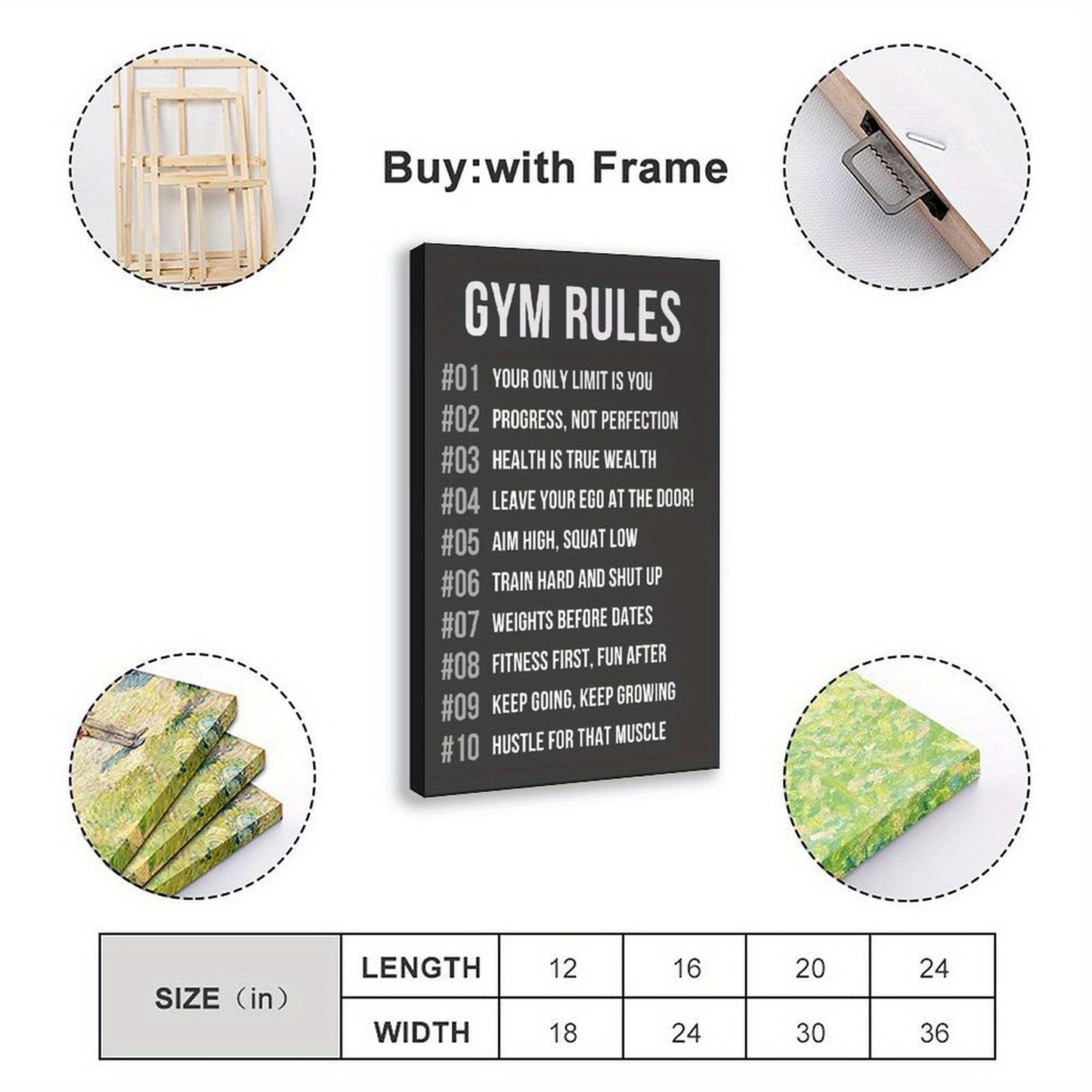 Motivational Gym Rules Sign Poster Inspirational Fitness Quote