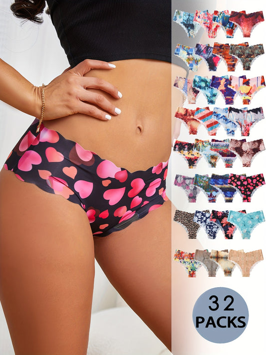 XIAZIYAROU 32pcs Elegant Printed Bikini Panties for Women
