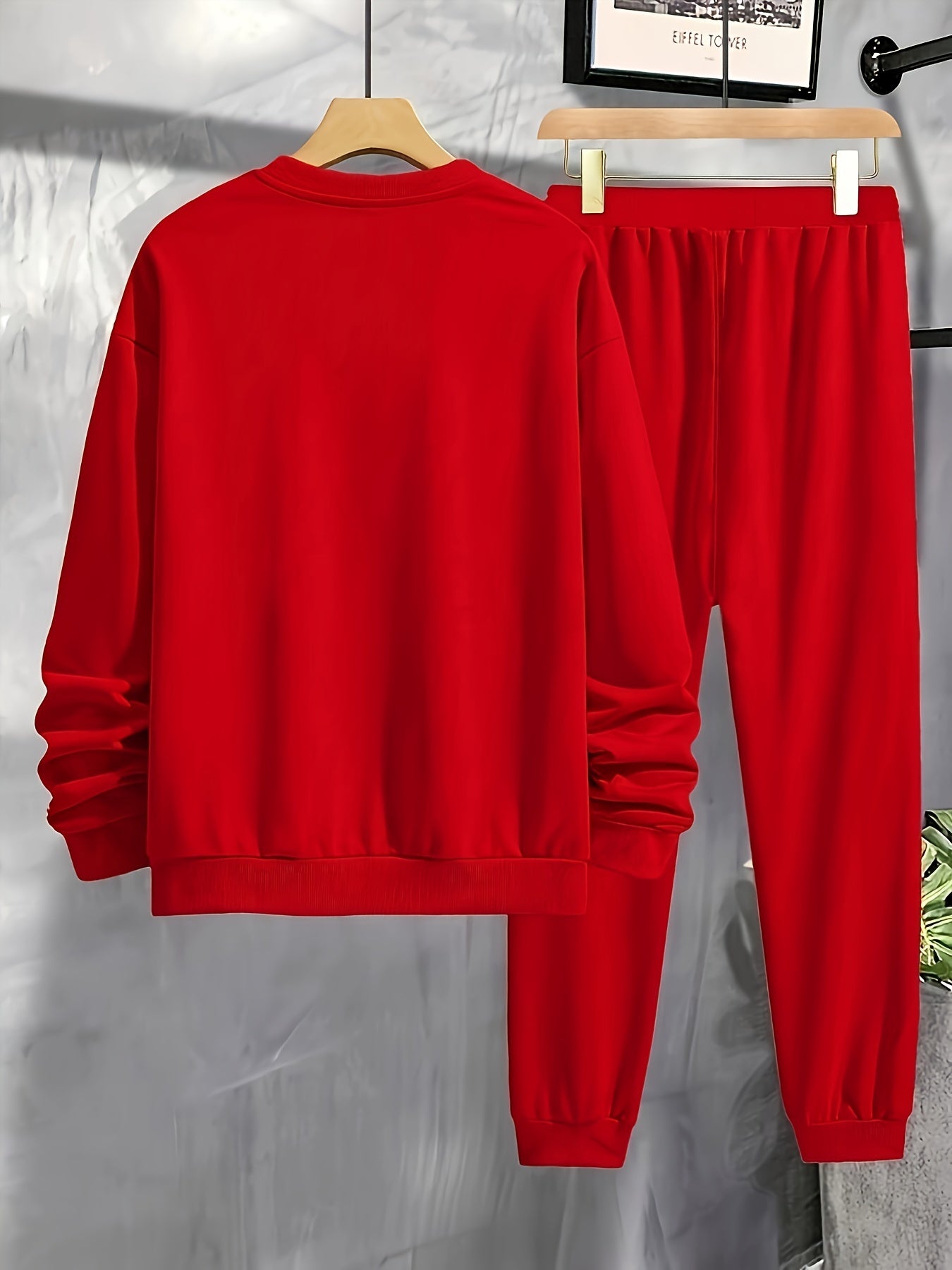 Comfy Polyester Sweatshirt Set 2pcs Men's Casual Set