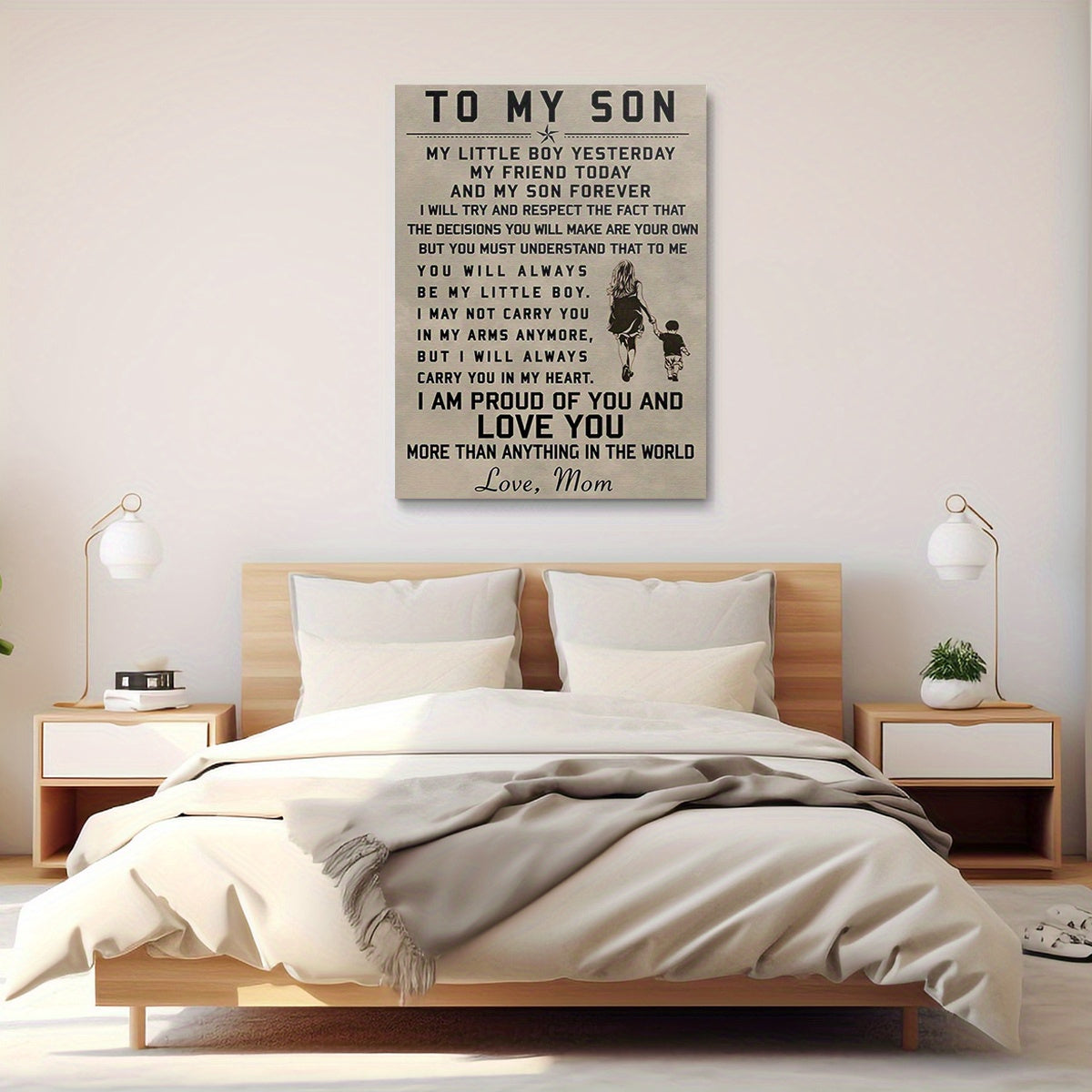 1pc Inspirational Heartfelt Message from Mom to Son Wall Art