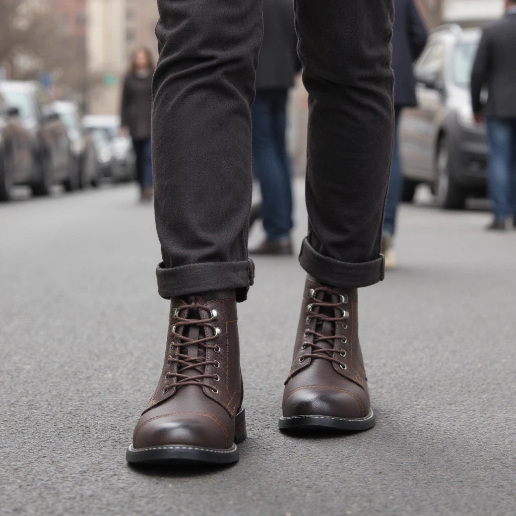 Hecrafted Ankle Western Leather Boots For Men Everyday Comfort