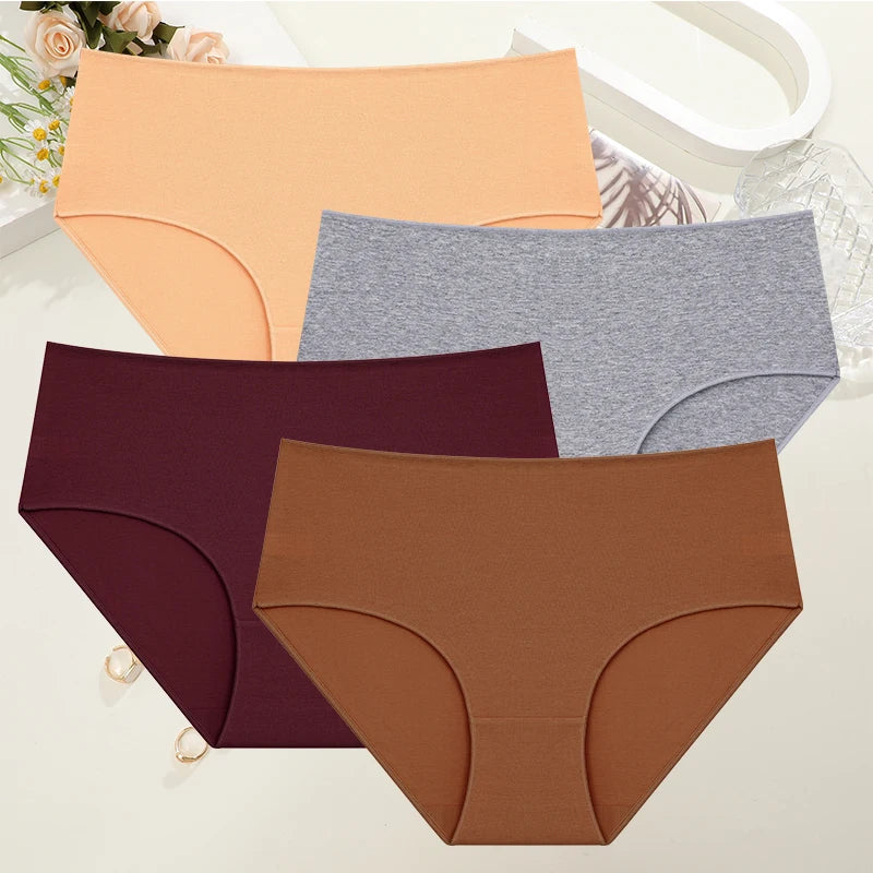 Comfort Cotton Panties Set Women High Waist Breathable Seamless Underwear
